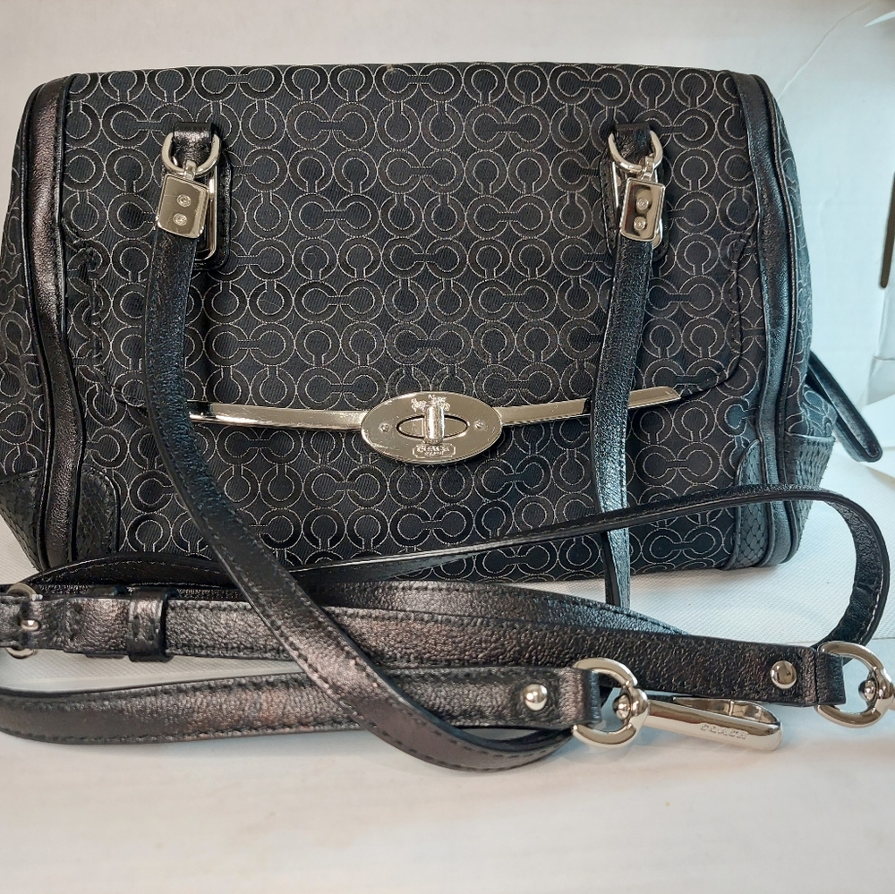 Coach EST. 1941 Black Crossbody Handbag No K1394-27848 (Blue Inner Lining)